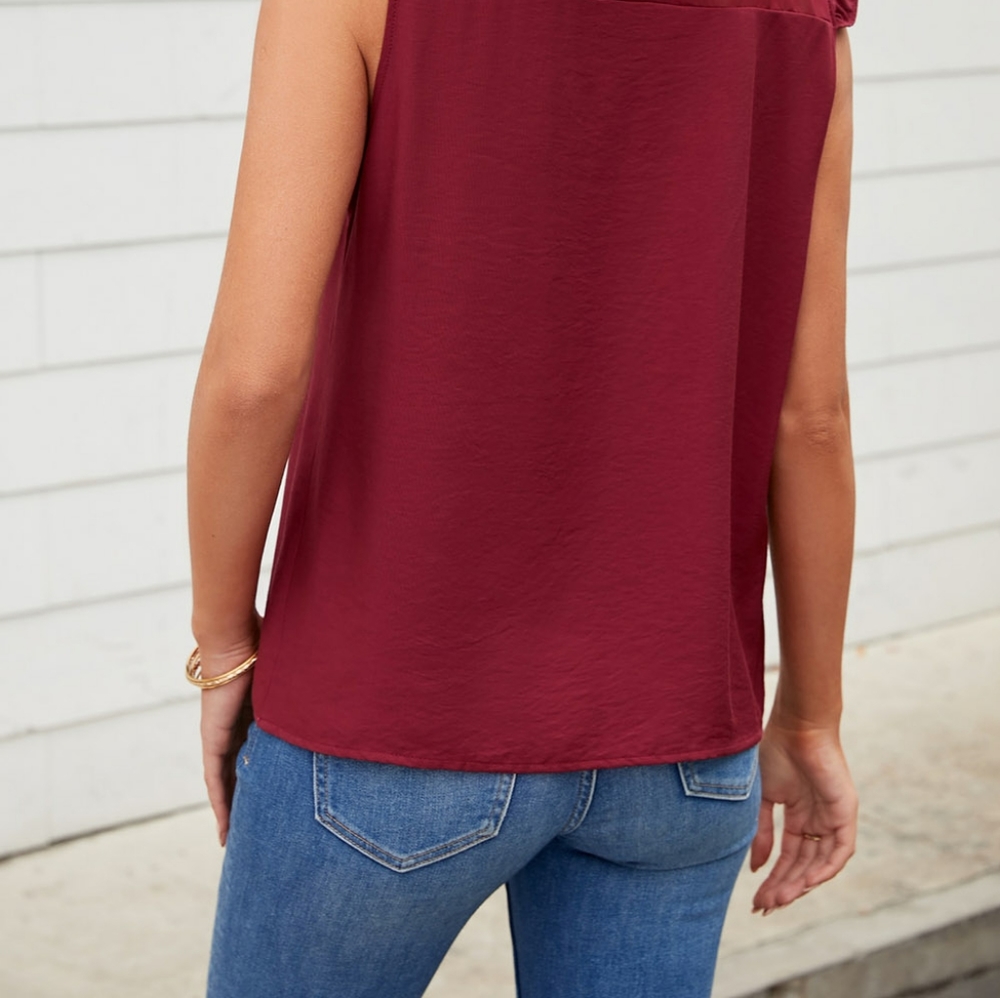 Swiss Dot Ruffle Shoulder Top - Picture 5 of 5